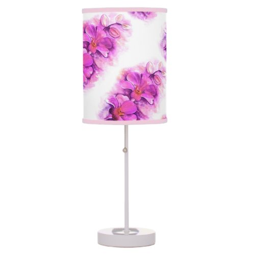 Watercolour radiant orchid pattern pink white lamp