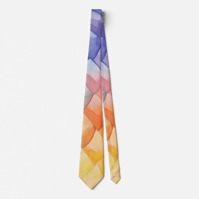 Watercolour Rainbow Art Neck Tie (Front)