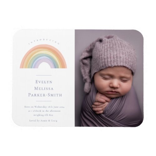 Watercolour Rainbow Birth Announcement Postcard Magnet
