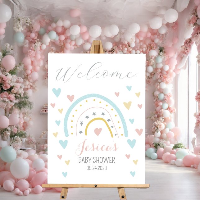 Watercolour rainbow hart pink blue Baby Shower  Foam Board (Creator Uploaded)