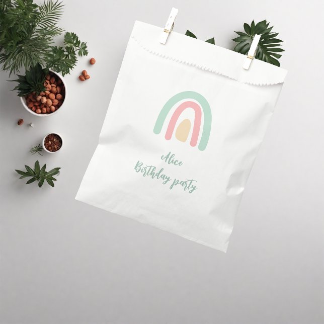Watercolour rainbow minty yellow  Birthday Party Favor Bag (Creator Uploaded)