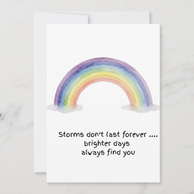 Watercolour Rainbow Storms Don't Last Note Card (Front)