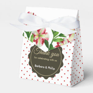 Watercolour Red Petunias Red White Polka Dots Favor Boxes