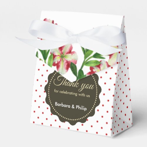 Watercolour Red Petunias Red White Polka Dots Favor Boxes