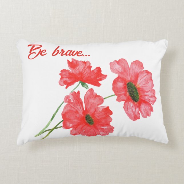 Watercolour Red poppy wildflowers bouquet  Accent Pillow (Front)