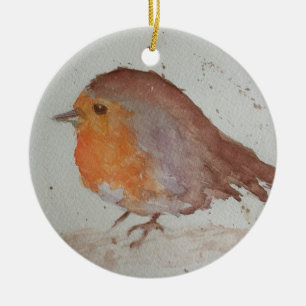 Watercolour Robin Ceramic Ornament