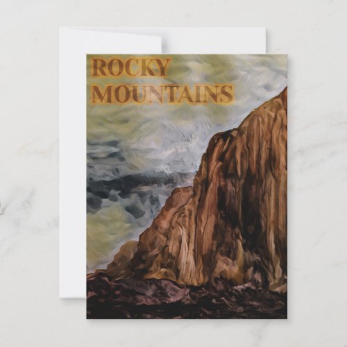 Watercolour Rocky Mountains Painting Postcard