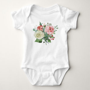 Watercolour roses, floral baby bodysuit