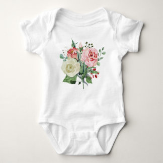 Watercolour roses, floral baby bodysuit