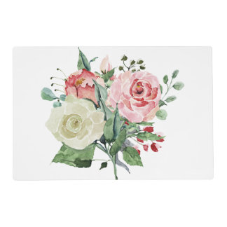 watercolour roses, shabby chic, pet placemat