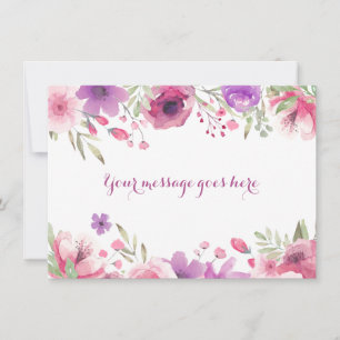 Watercolour Roses Your Message Thank You Card