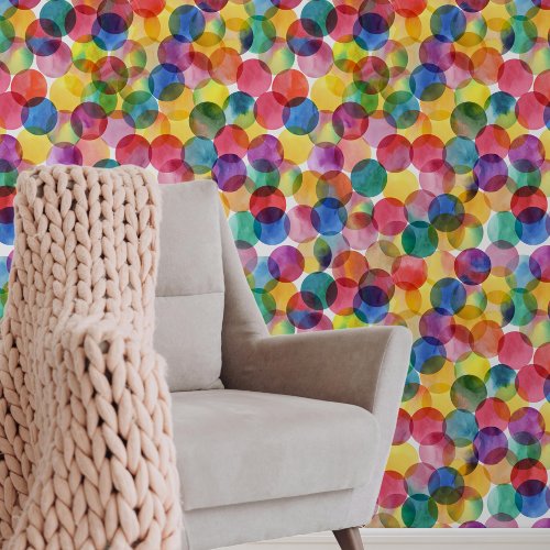 Watercolour Round Ink Dot Spotty Pattern Wallpaper