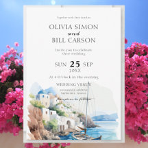 Watercolour Santorini, Greece destination wedding