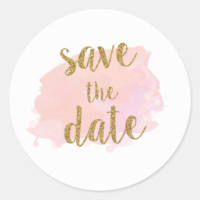 Watercolour Save the Date Wedding Stickers (Front)