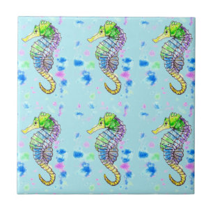 Watercolour Seahorse Ceramic Tile