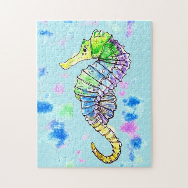 Watercolour Seahorse Jigsaw Puzzle (Vertical)