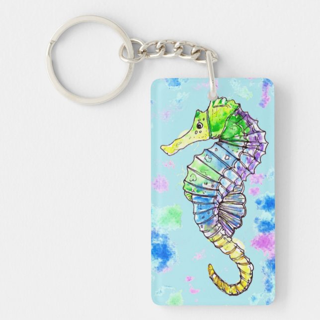 Watercolour Seahorse Keychain (Front)
