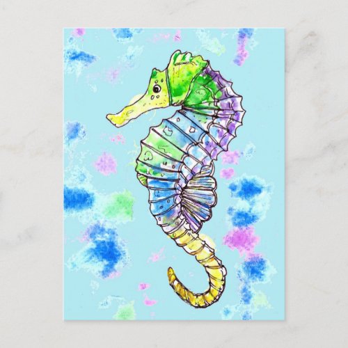 Watercolour Seahorse Postcard