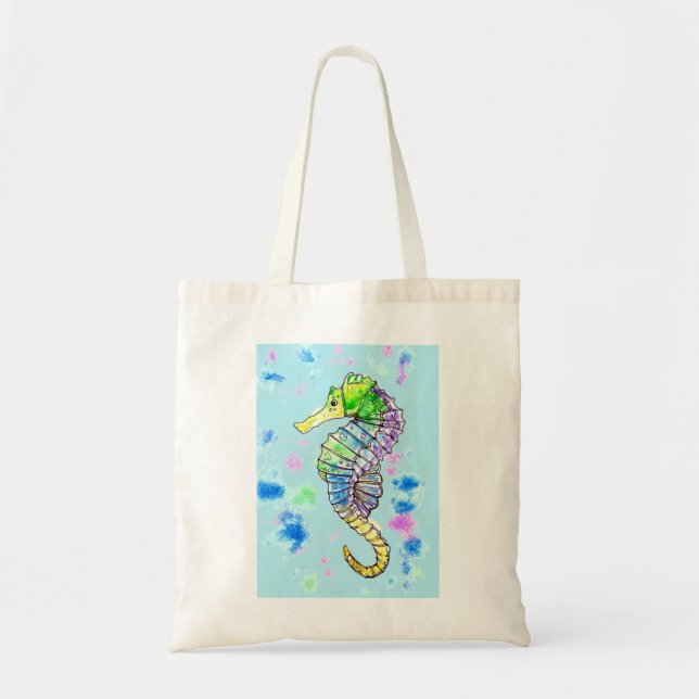Watercolour Seahorse Tote Bag (Front)