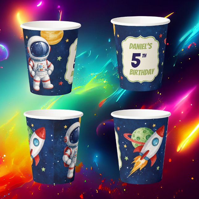 Watercolour Space Theme Birthday Paper Cup (Creator Uploaded)
