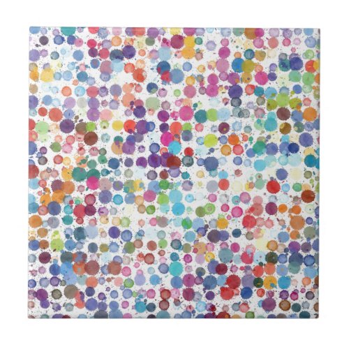 Watercolour Splash Dot Pattern Ceramic Tile