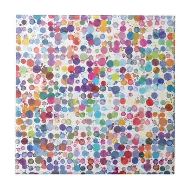 Watercolour Splash Dot Pattern Ceramic Tile (Front)