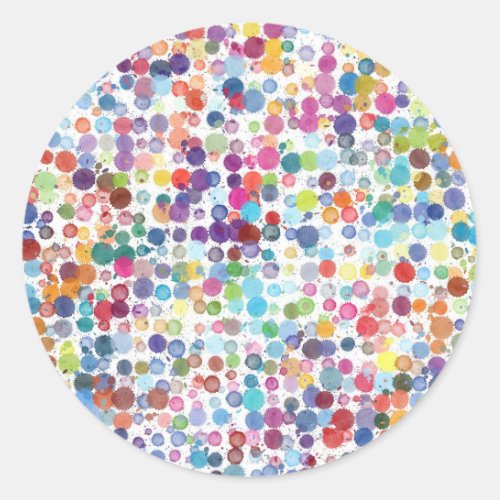 Watercolour Splash Dot Pattern Classic Round Sticker