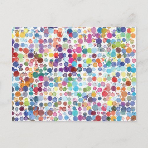 Watercolour Splash Dot Pattern Postcard