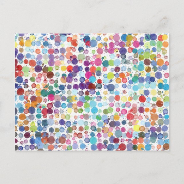 Watercolour Splash Dot Pattern Postcard (Front)