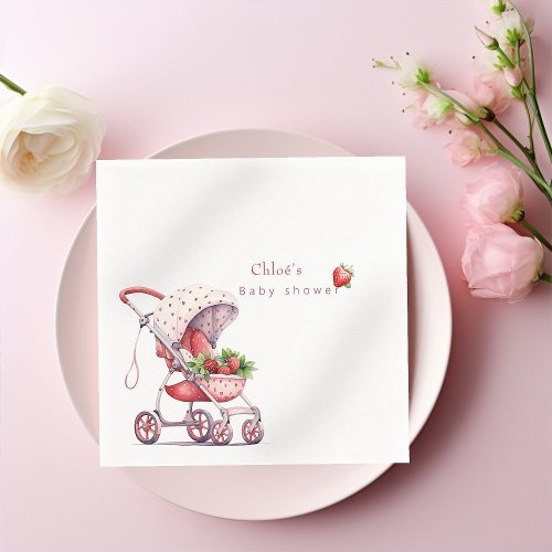 Watercolour Strawberry baby shower  Napkins