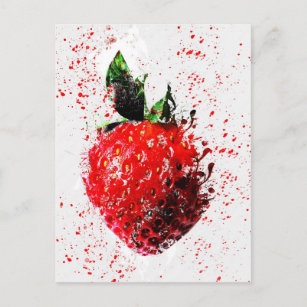 Watercolour Strawberry Fruit Food Texture Postcard