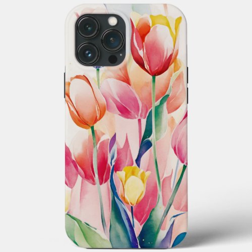 Watercolour style tulips phone case  