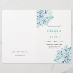 Watercolour Succulents Wedding Programs