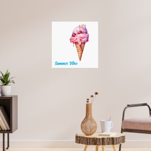 Watercolour Summer Vibes Ice Cream Poster