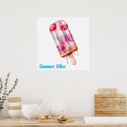 Watercolour Summer Vibes Ice Cream Poster