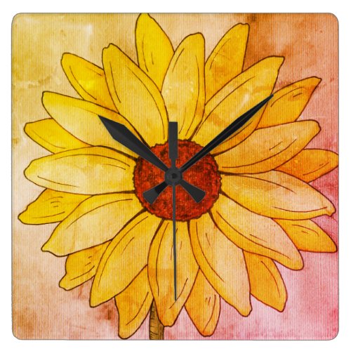 Watercolour Sunflower Clock