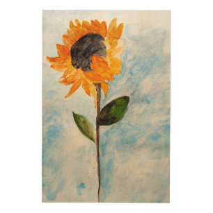 Watercolour Sunflower Painting Wood Wall Art