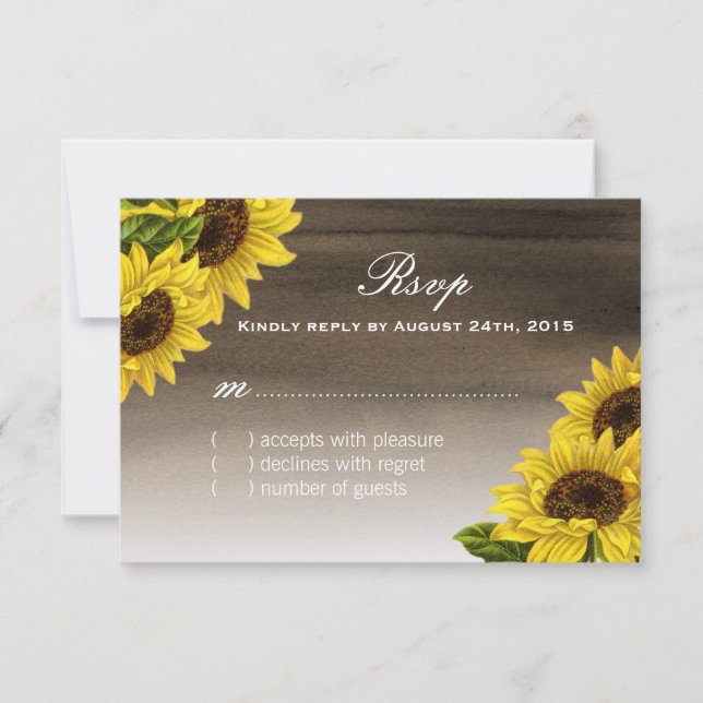 Watercolour Sunflower RSVP Cards (Front)