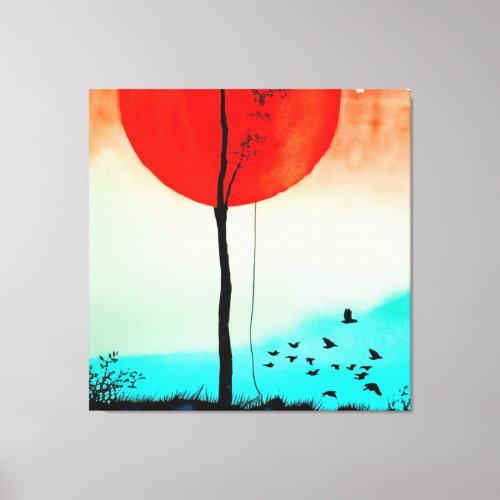 Watercolour Sunset for Nature Lover Canvas Print