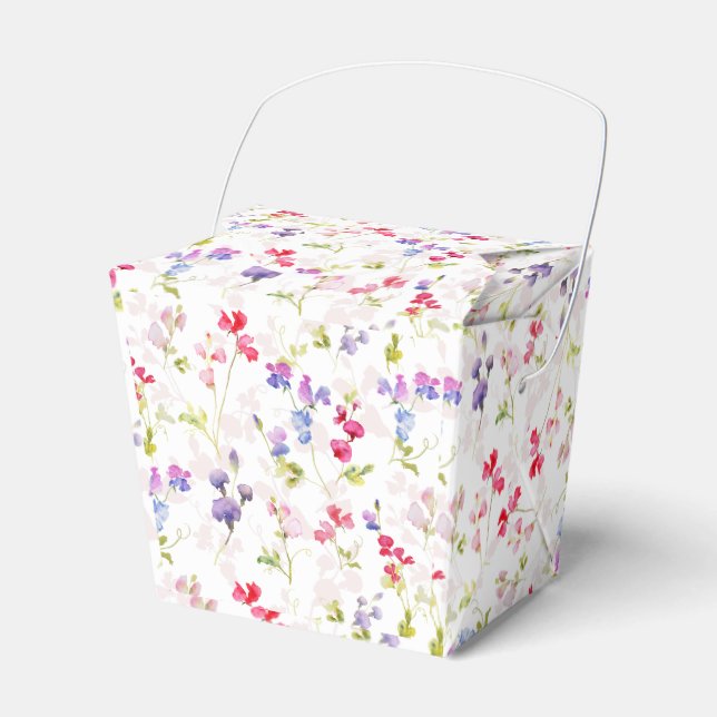 Watercolour Sweet Peas pretty floral  Favor Boxes (Front Side)