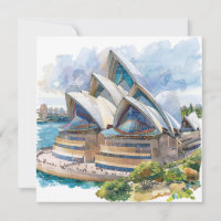 Watercolour Sydney Opera House Aussie