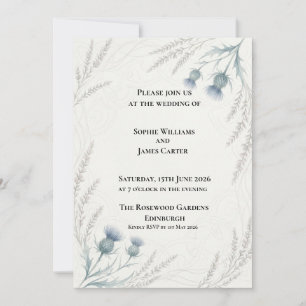 Watercolour Thistle Scottish Wedding Invitation