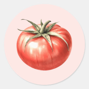 Watercolour tomato illustration classic round sticker