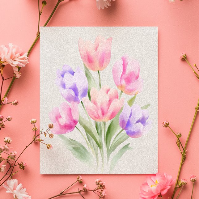Watercolour Tulips Mother’s Day Card (Creator Uploaded)