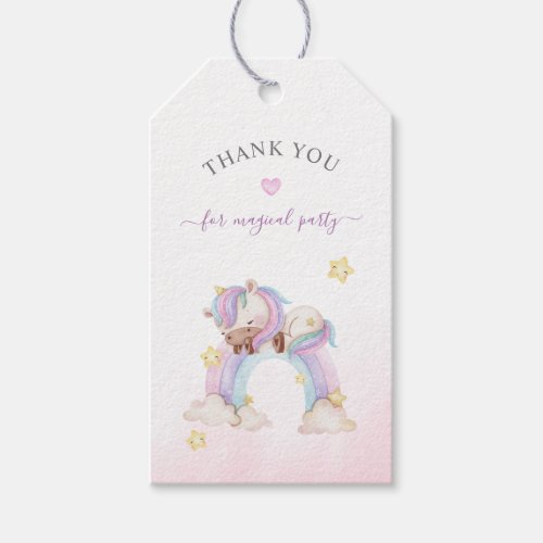 Watercolour unicorn baby shower  gift tags