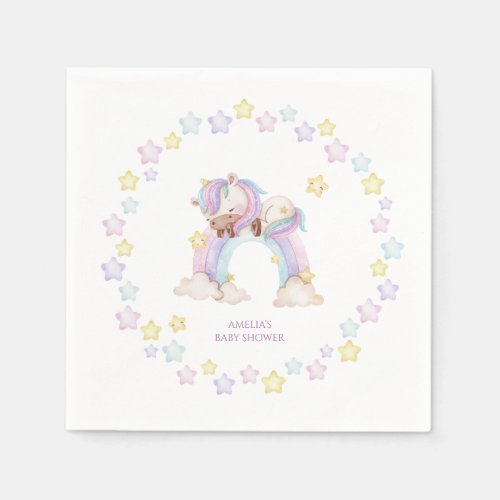 Watercolour unicorn baby shower  napkins