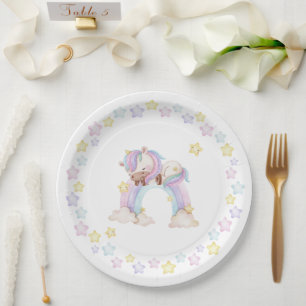 Watercolour unicorn baby shower  paper plates