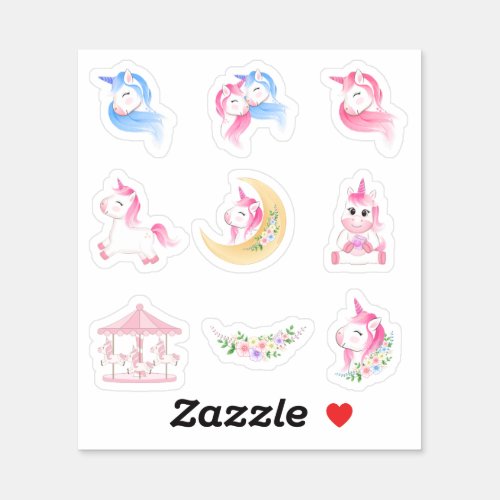 Watercolour Unicorn Stickers