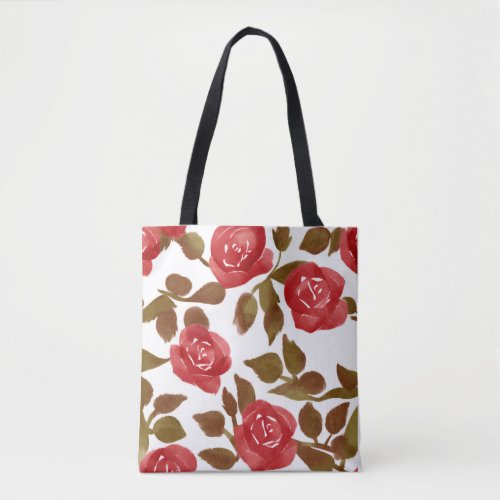 Watercolour Vibrant Red Roses bouquet  Tote Bag
