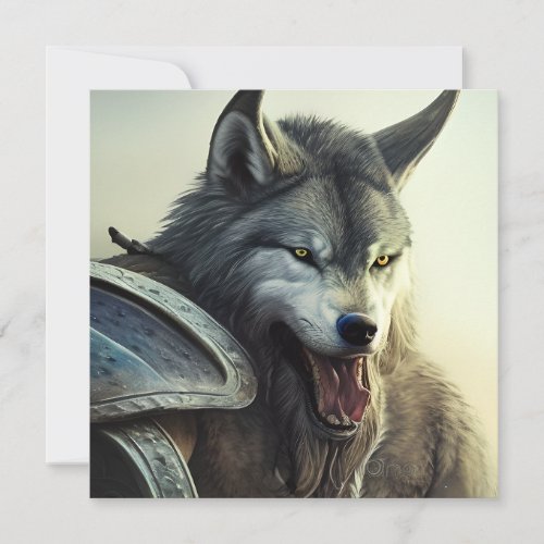 Watercolour Viking Man and Wolf Graphic Note Card